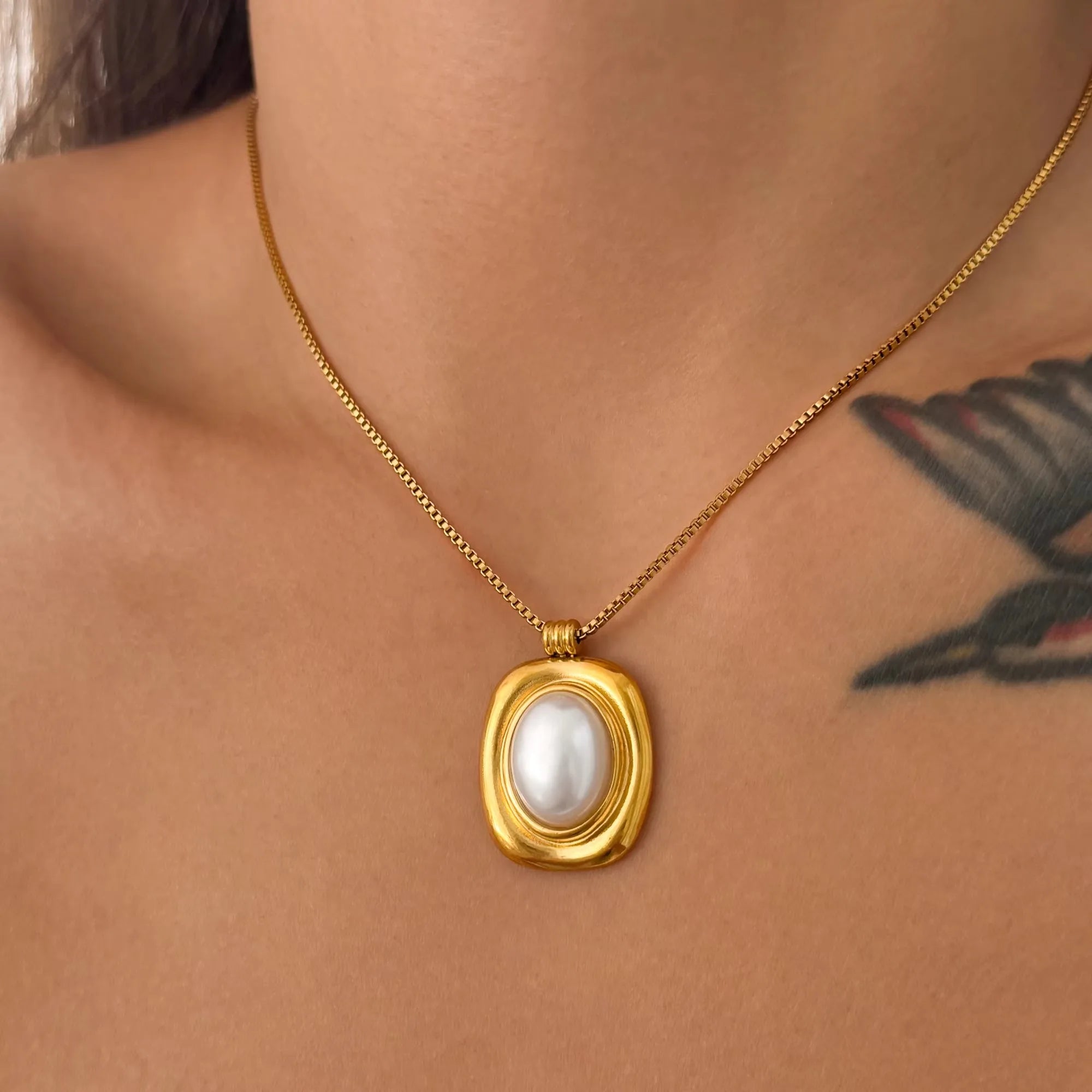 Vintage Fashion Oval Natural Stone Pearl Earrings for Women Stainless Steel 18k Gold Plated Boho Tarnish Free Waterproof Jewelry - Charlie Dolly