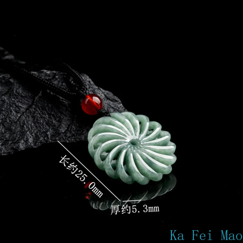 Grade A Natural Jadeite Fortune Beads Pendant, Lucky Jade Amulet Necklace
