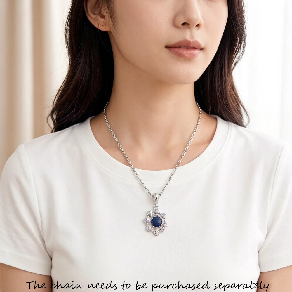 Moon Phase Charm Pendant, Handmade Sterling Silver Celestial Jewelry