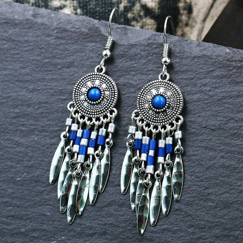 Exknl Big Long Drop Earrings for Women Geometric Bell Bohemian Cross Vintage Tassel Flower Earrings Fashion Jewelry Accessories