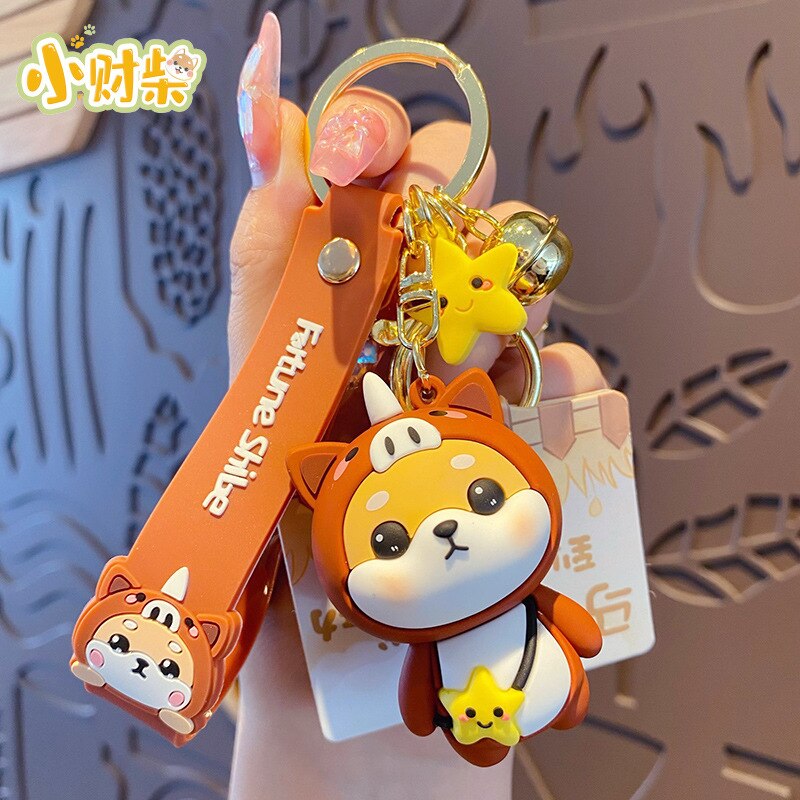 Cute Tiger Rabbit Shiba Inu Doll Key Ring Cartoon Zodiac Shiba Inu Keychain Women Couple Kids Backpack Charm Key Chains Gifts