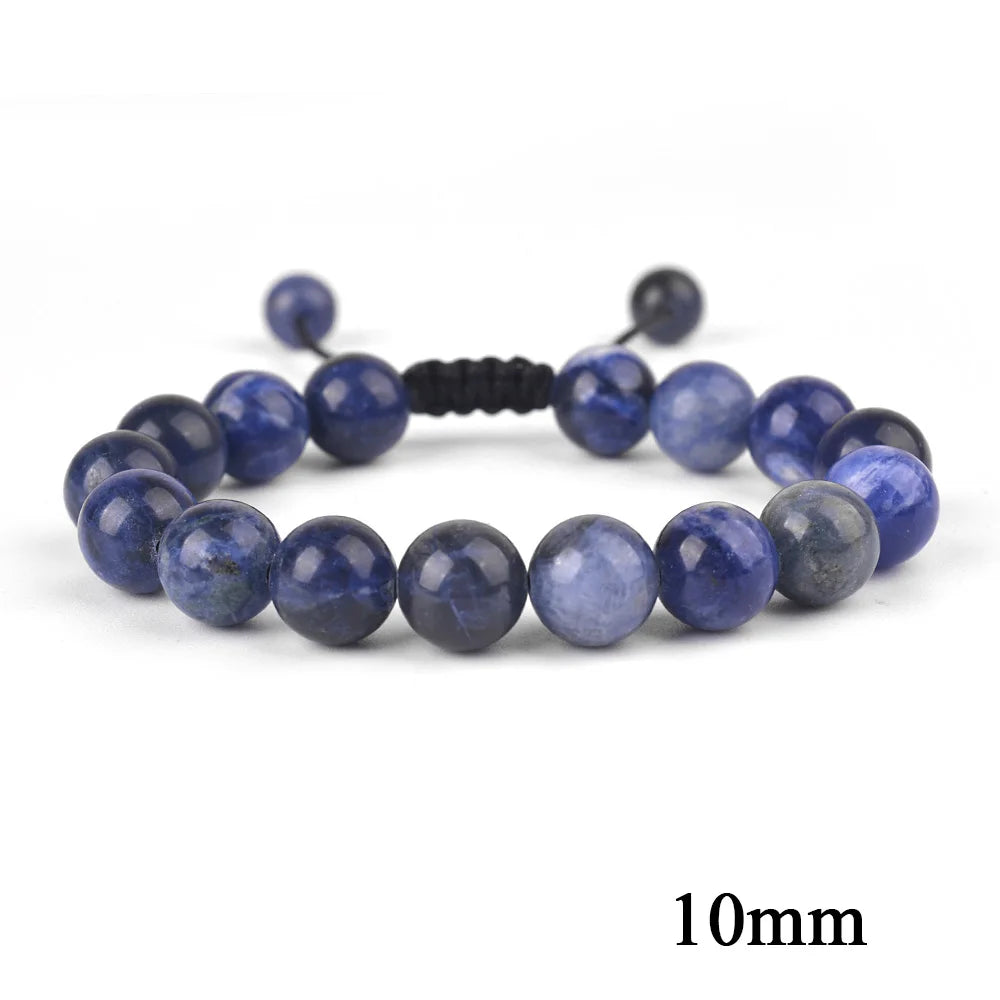 Natural Stone Beaded Bracelet — Tiger Eye, Agate & Lava