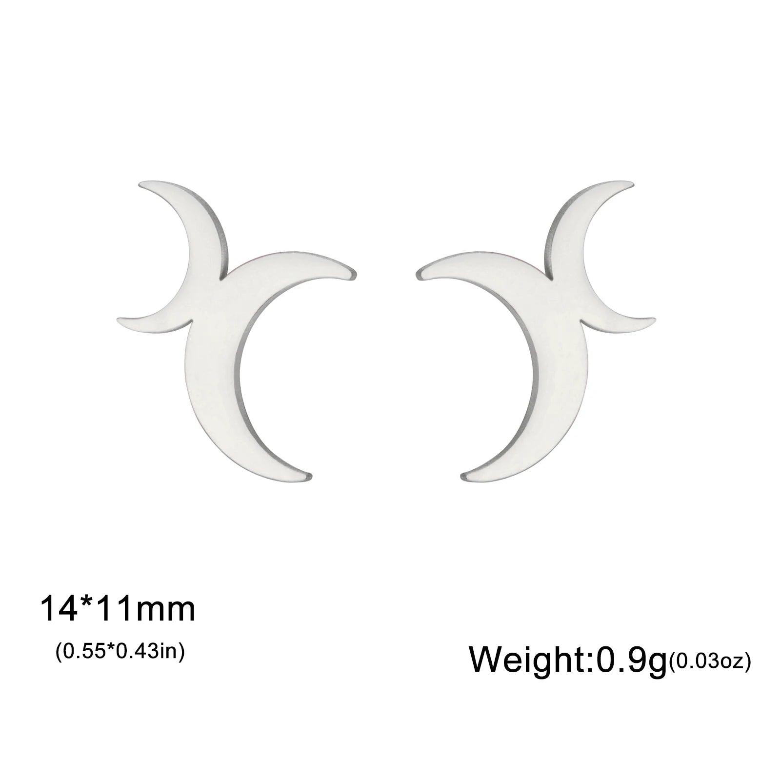 Crescent Moon Dangle Stud Earrings, Vintage Lunar Phase Celestial Talisman