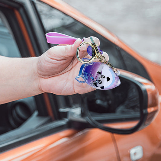 Panda Key Chains Women Cute Astronaut Animal Keychain As Gifts For Girls Astronaut Quicksand Floating Panda Panda Keychain As - Charlie Dolly