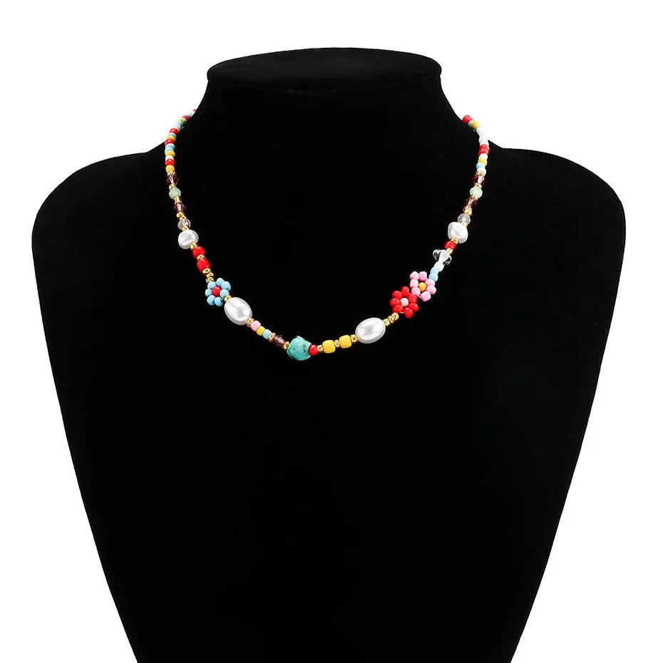 Black and White Beaded Dalmatian Puppy Pendant Necklace