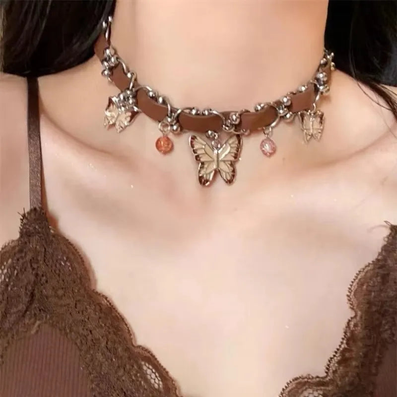 Sun Cross Butterfly Charm Choker Necklace Jewelry