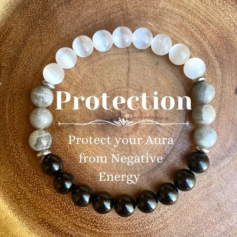 Lucky Evil Eye Natural Stone Beaded Bracelet, Turkish Protection Friendship Talisman