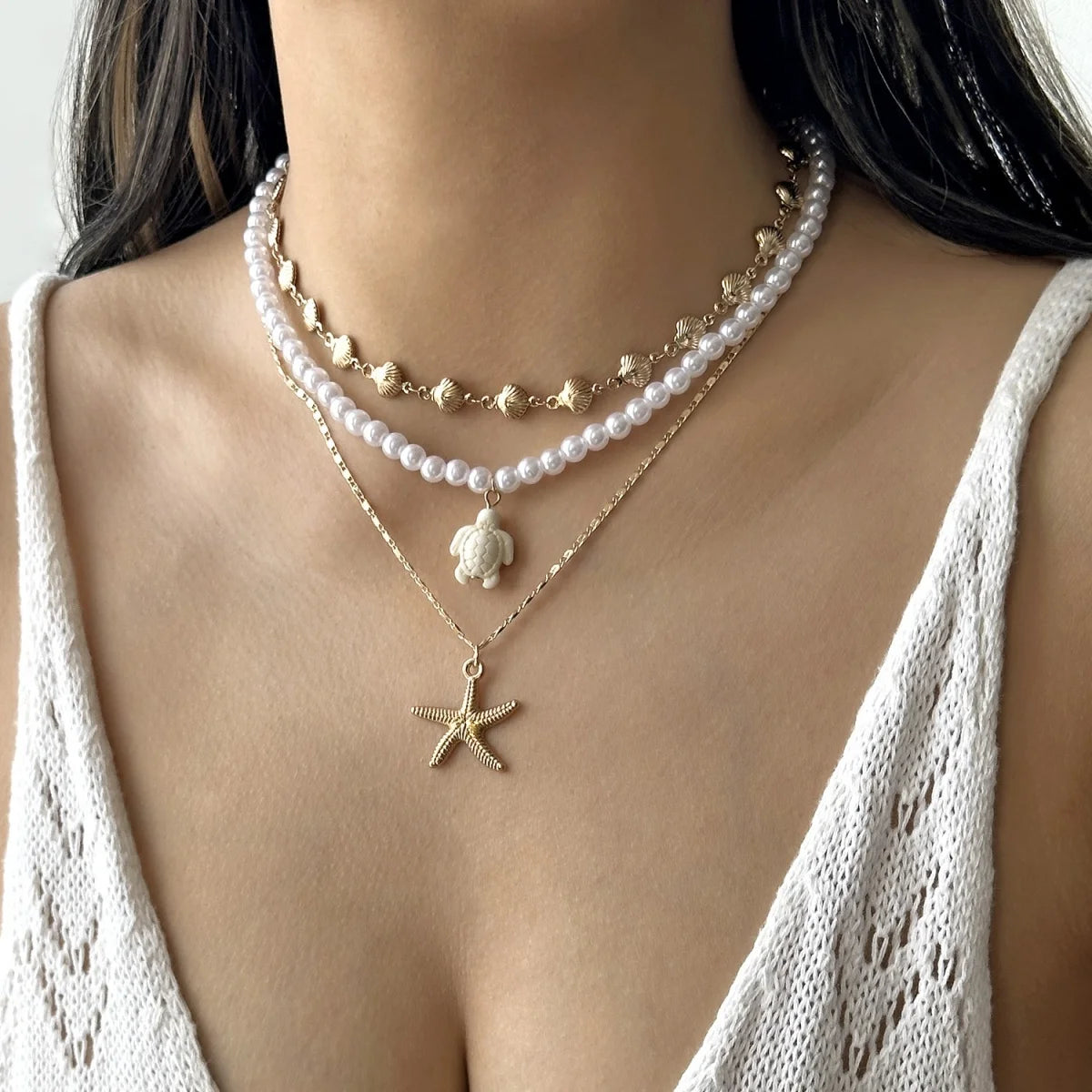Turtle, Starfish and Shell Fishtail Boho Choker