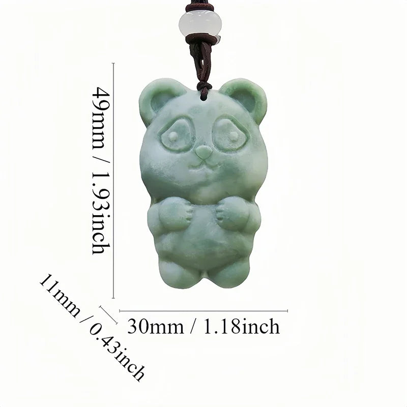Dark Green Jade Dragon Fox & Owl Pendant Necklace, Carved Amulet Zodiac Talisman