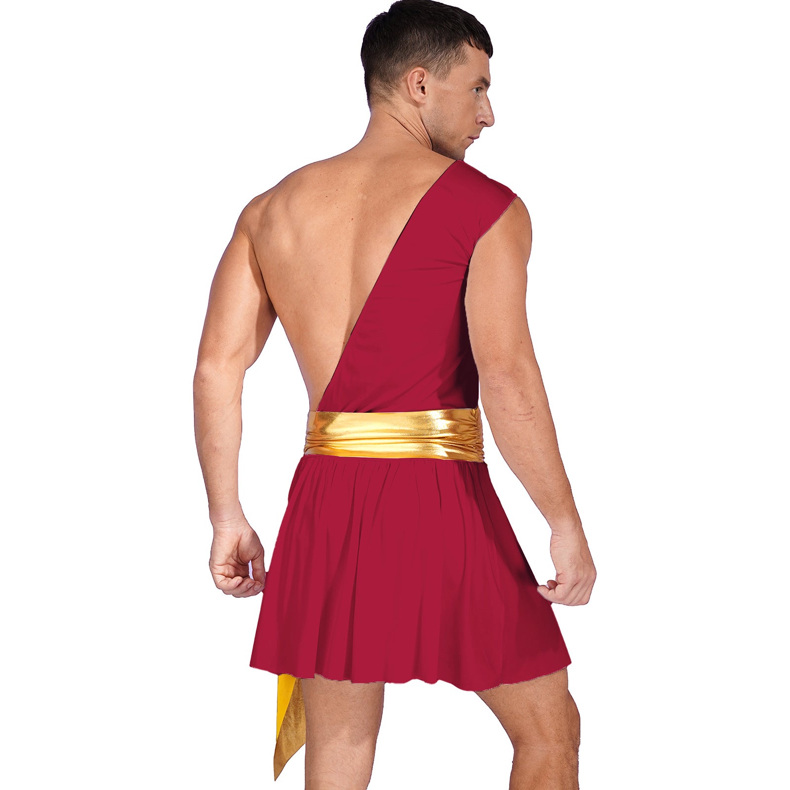 Men's Ancient Greek God Halloween Party Costume Cosplay One Shoulder Strap Skirts Knight Warrior Theatrical Performance Outfit - Charlie Dolly