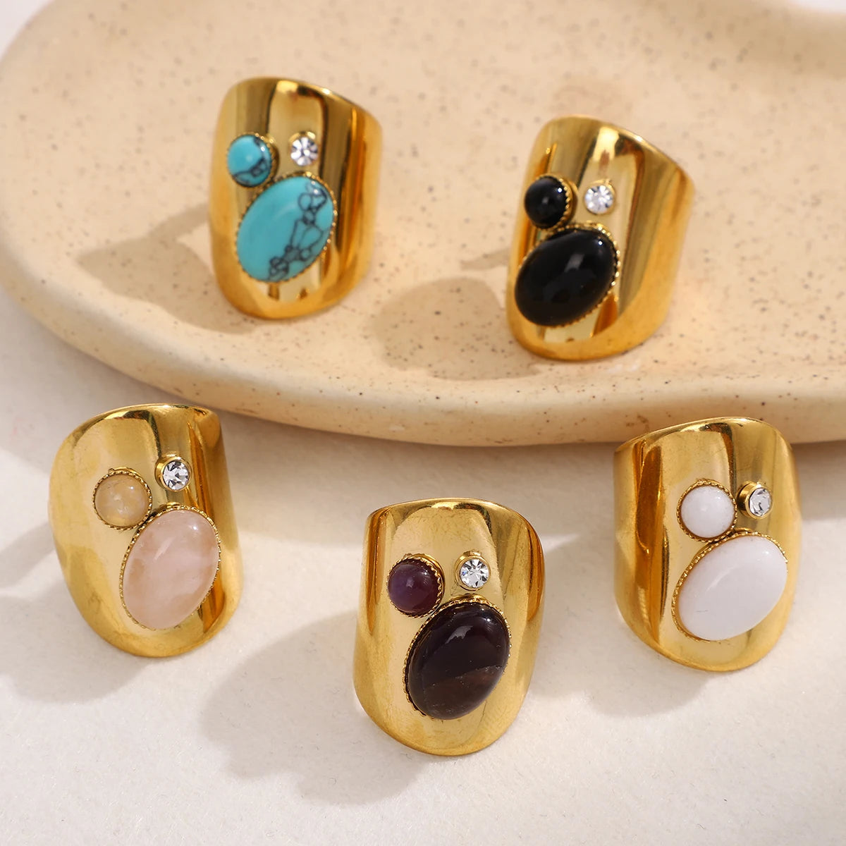 Vintage Boho Zircon Statement Ring