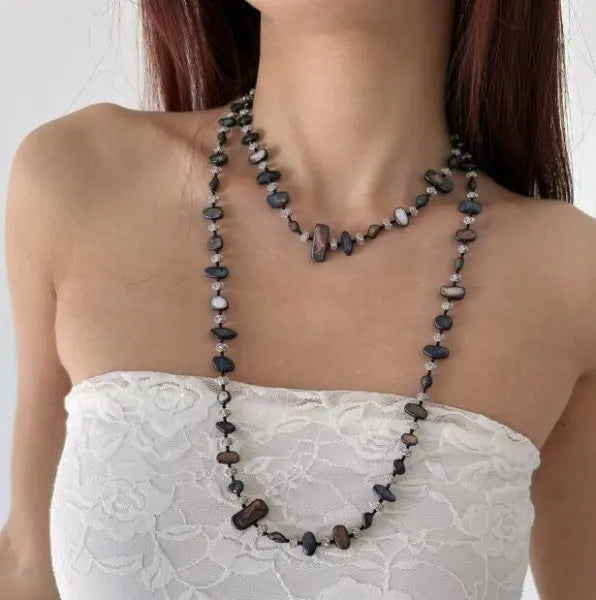 Irregular Stone Crystal Double Layer Necklace Jewelry