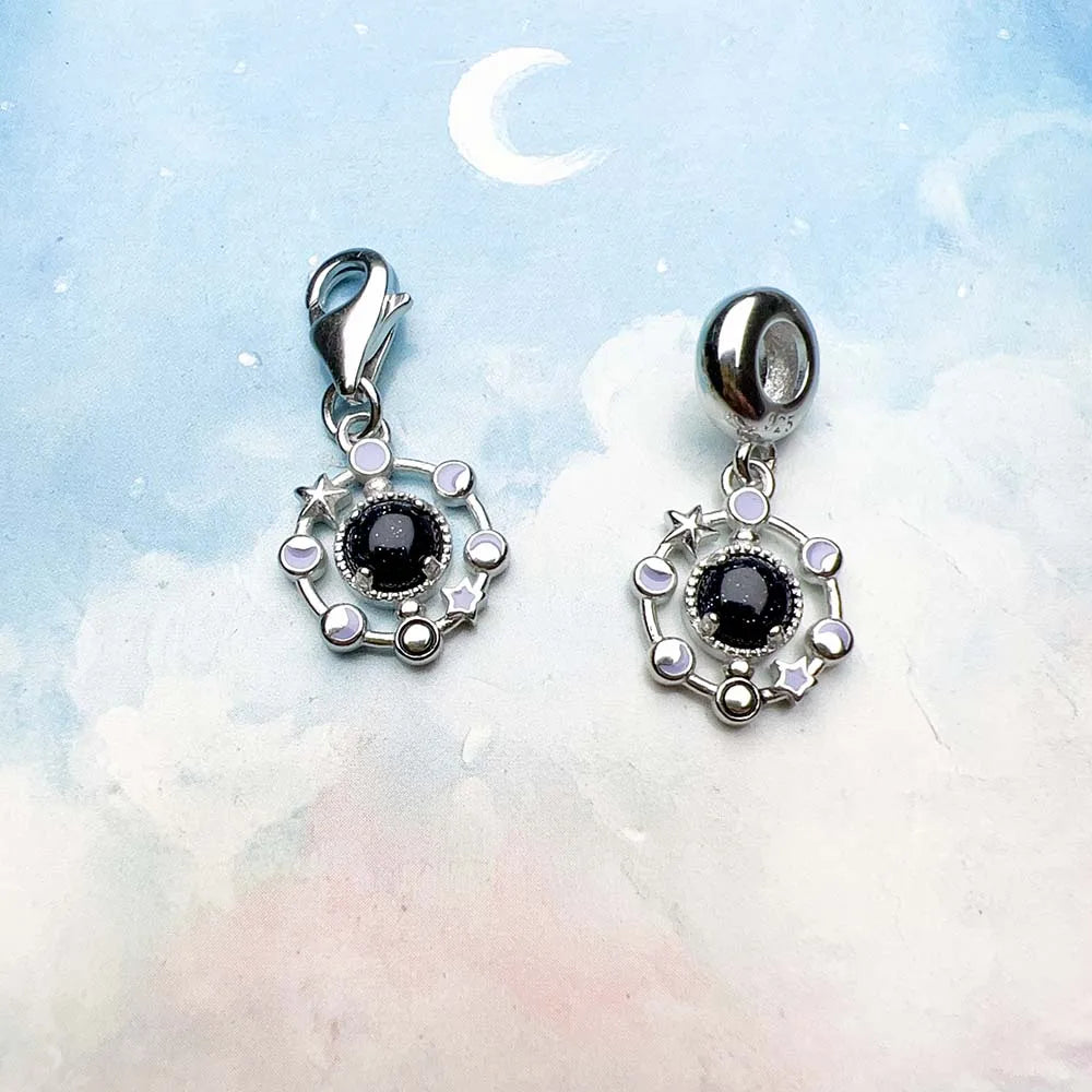 Moon Phase Charm Pendant, Handmade Sterling Silver Celestial Jewelry