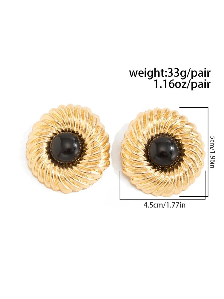 Resin Bead Big Spiral Stud Earrings Jewelry