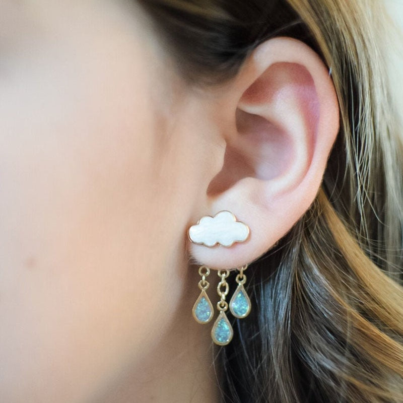 Original Cute Cloud Blue Rain Drop Dangle Earrings For Women 2022 Sweet White Glaze Charming Jewelry