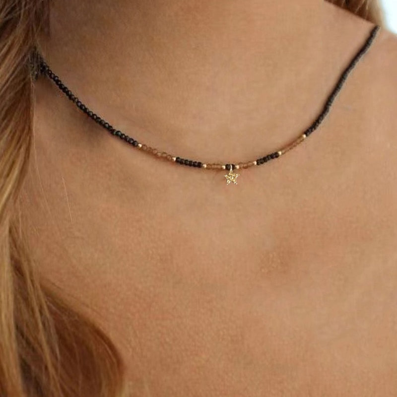 Exquisite Beaded Crystal Natural Shell Necklace Ohemia Style Handmade Women Statement Collares De Moda Beach Jewelry Friendship