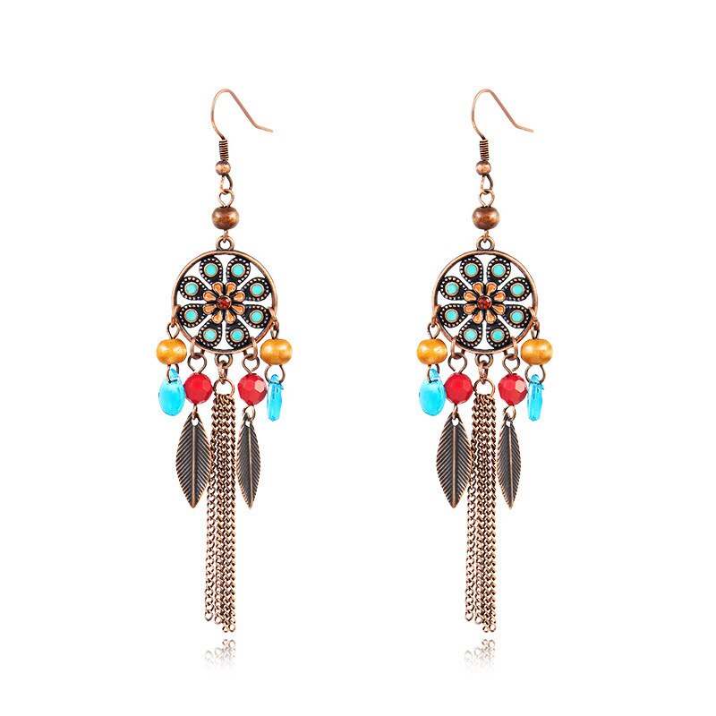 Exknl Big Long Drop Earrings for Women Geometric Bell Bohemian Cross Vintage Tassel Flower Earrings Fashion Jewelry Accessories