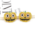 Exaggerated Colored Rhinestone Pumpkin Earrings Personality Creativity Retro Halloween Female Earrings - Charlie Dolly