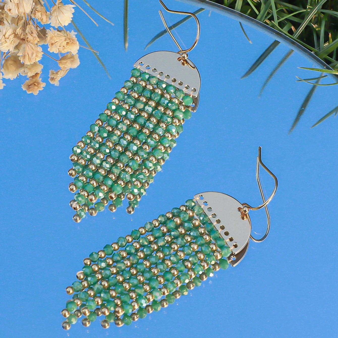 Crystal Bead Waterdrop Statement Earrings Jewelry