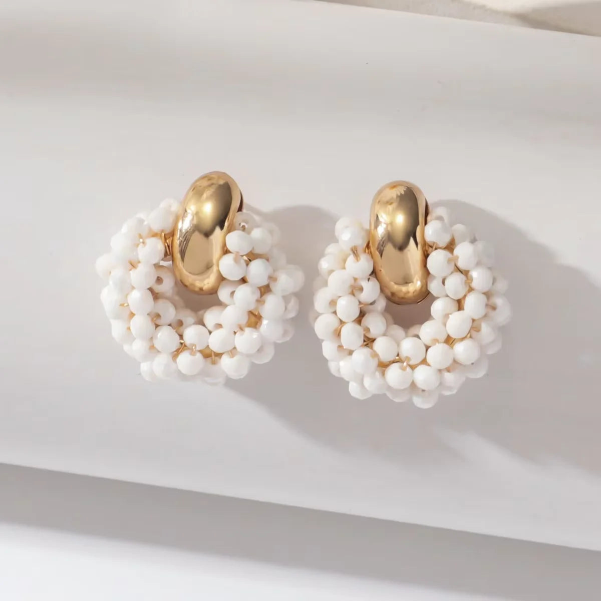 Crystal Bead Round Luxury Drop Earrings Jewelry