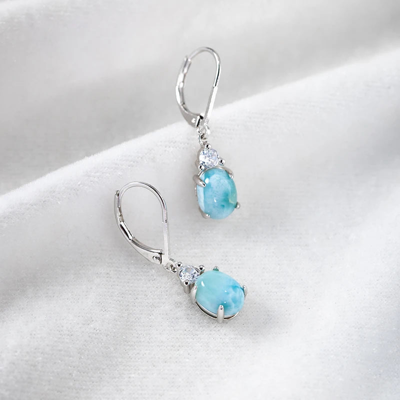 Larimar Sterling Silver Stud Earrings Jewelry