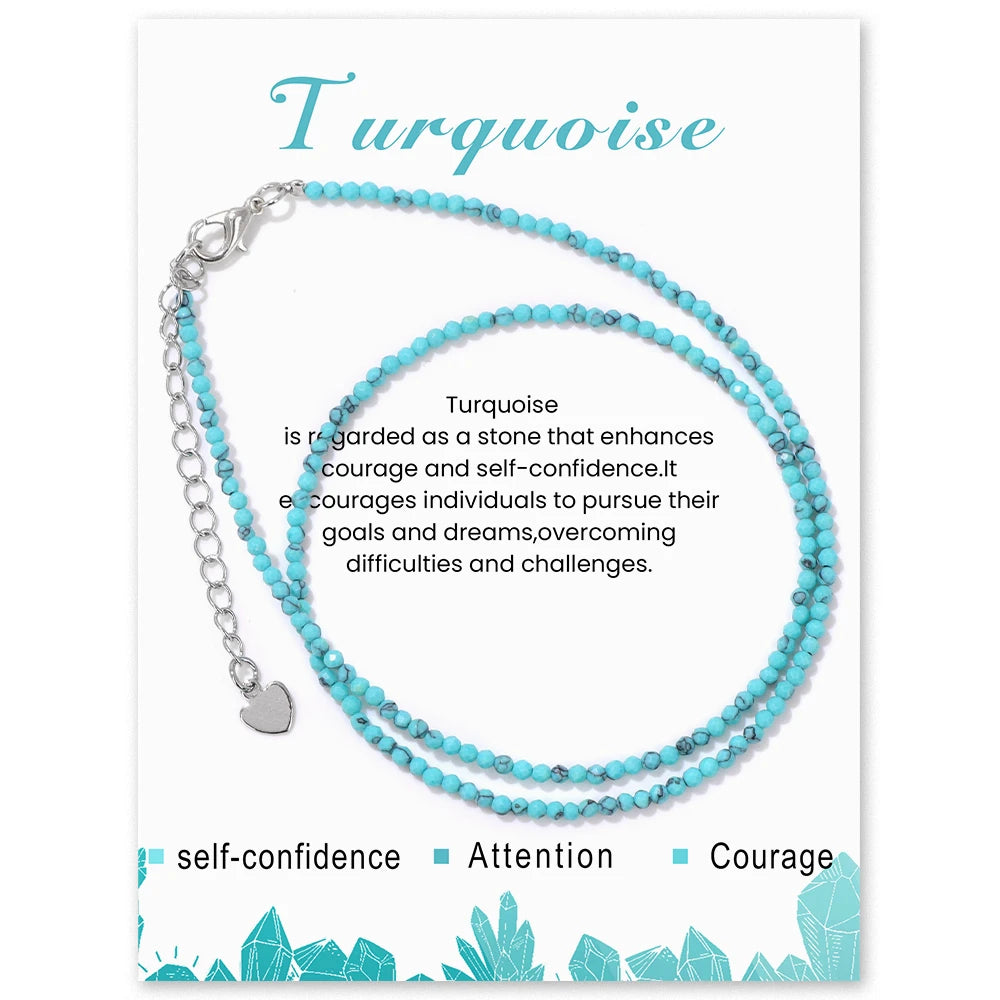 2mm Gemstone Beaded Boho Necklace