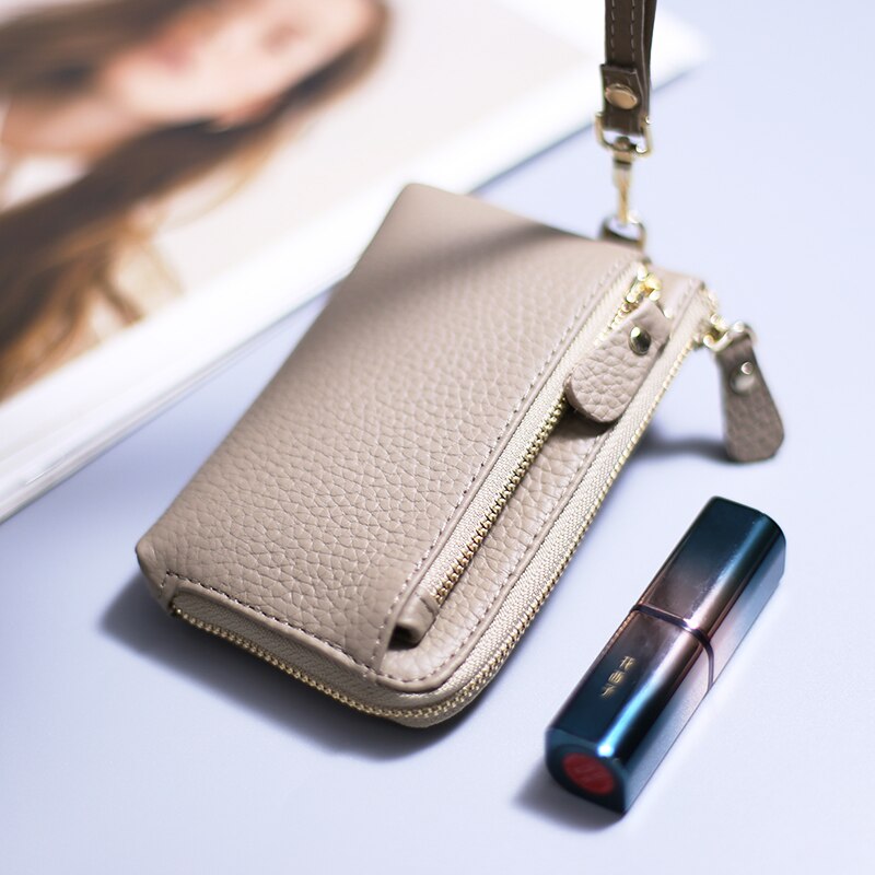 Wristlet Wallets for Women Coin Purse Genuine Leather Clutch Bags Ladies Money Credit Card Keychain Holder Short Wallet