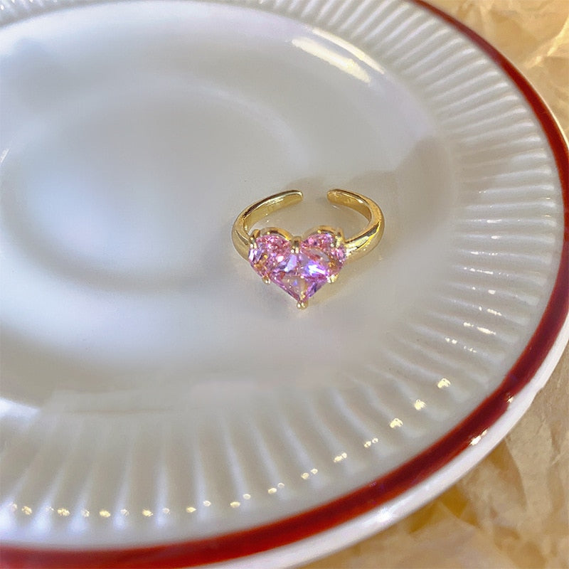 LATS 2022 New Fashion Trend Unique Design Elegant Delicate Pink Love Zircon Clavicle Necklace for Women Cute Jewelry Party Gift - Charlie Dolly