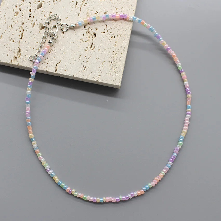 Handmade Seed Bead Colorful Boho Choker Necklace