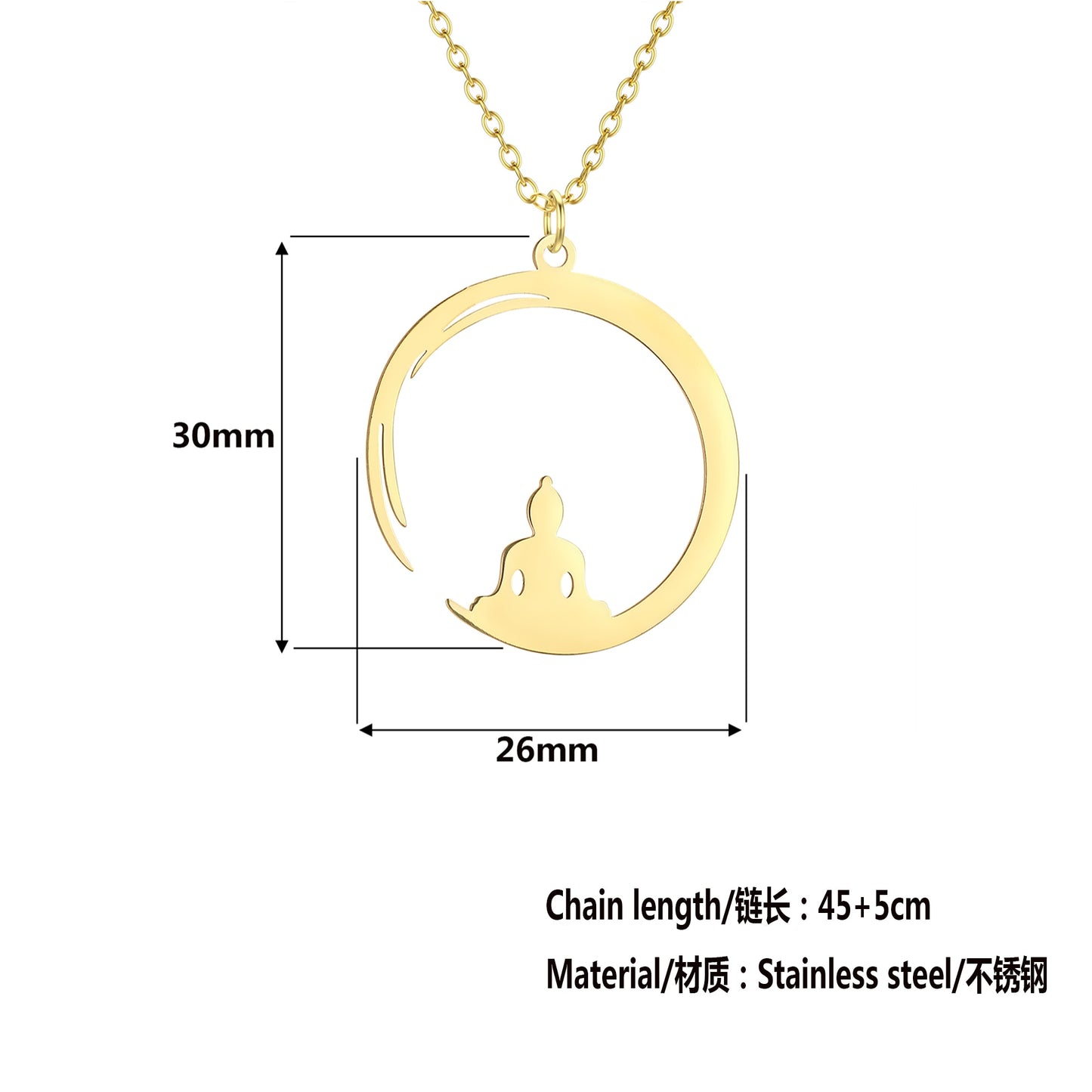 Todorova Stainless Steel Round Buddhism Meditation Pendent Buddha Yoga Necklace For Women Men Amulet Choker Jewelry Gifts