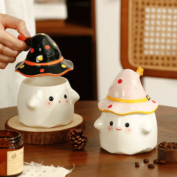 Funny Ghost Ceramic Mugs Coffee Cups with Lids Office Afternoon Tea Coffee Cup Halloween and Easter Gifts Friends - Charlie Dolly