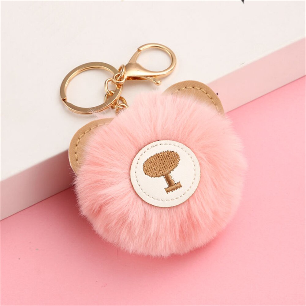 Cartoon Plush Owl Keychain With Sequin Girls Backpack Ornaments Fashion Soft Fluffy Pompom Animal Key Rings For Ladies Gifts