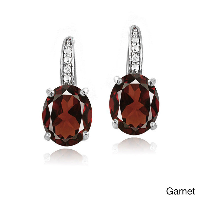 925 Sterling Silver Gemstone Hoop Earrings, Colorful CZ 18K Gold-Plated Jewelry