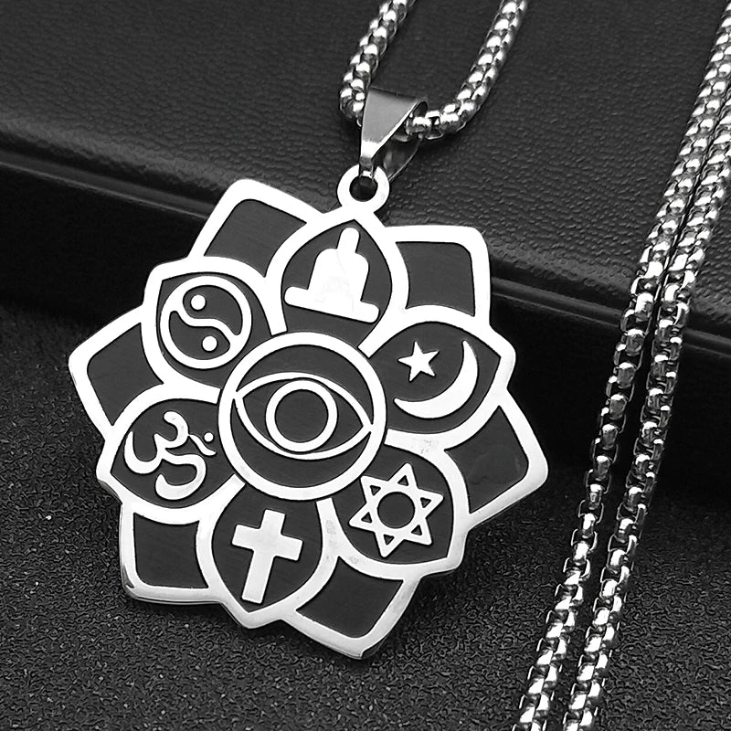 Six Philosophies Interfaith Yoga Necklace, Sacred Universal Symbol Talisman