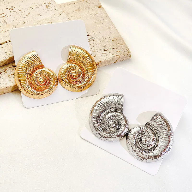 Conch Snail Shell Chunky Stud Earrings Jewelry