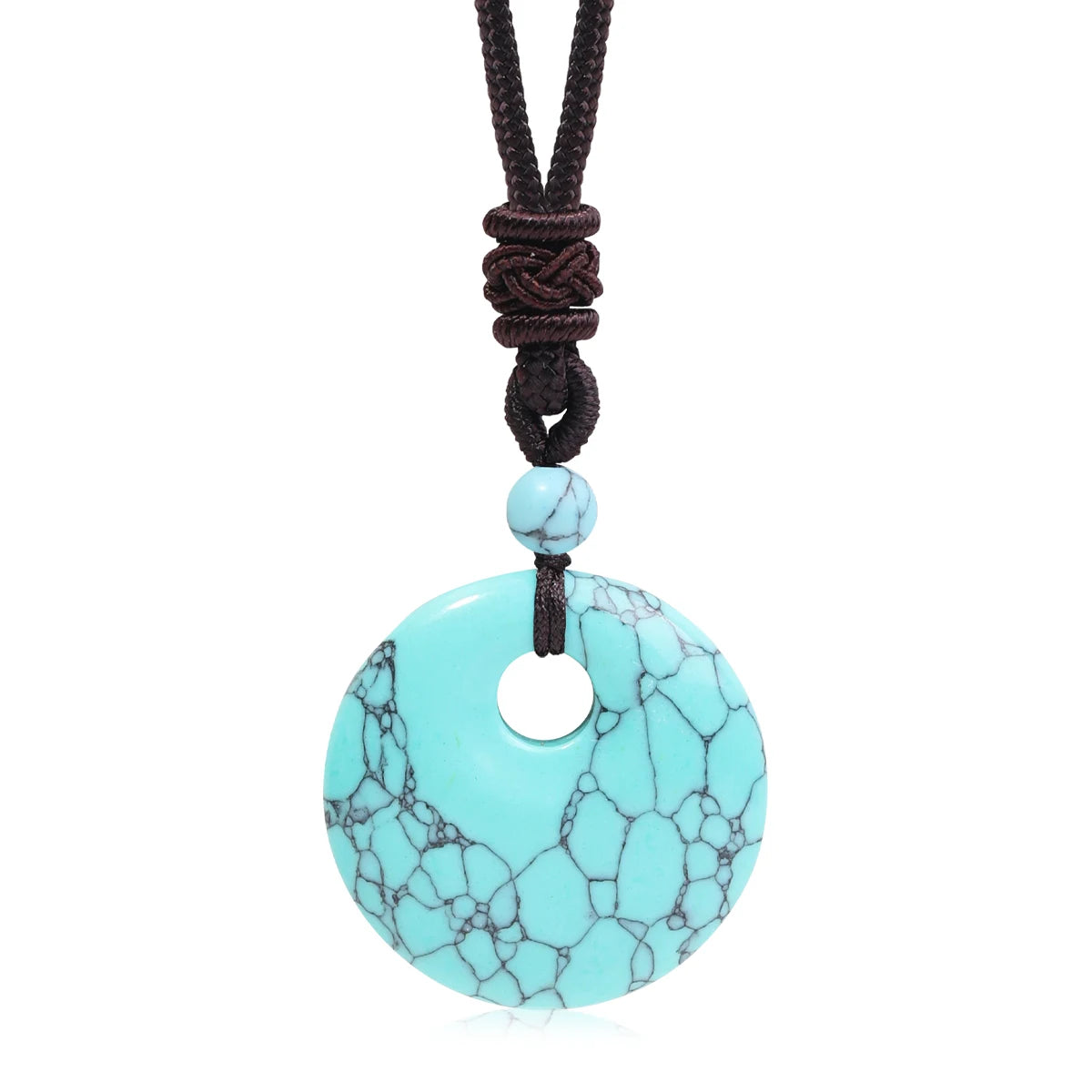 Natural Gemstone Chinese Peace Knot Pendant Necklace, Sacred Blessing Amulet