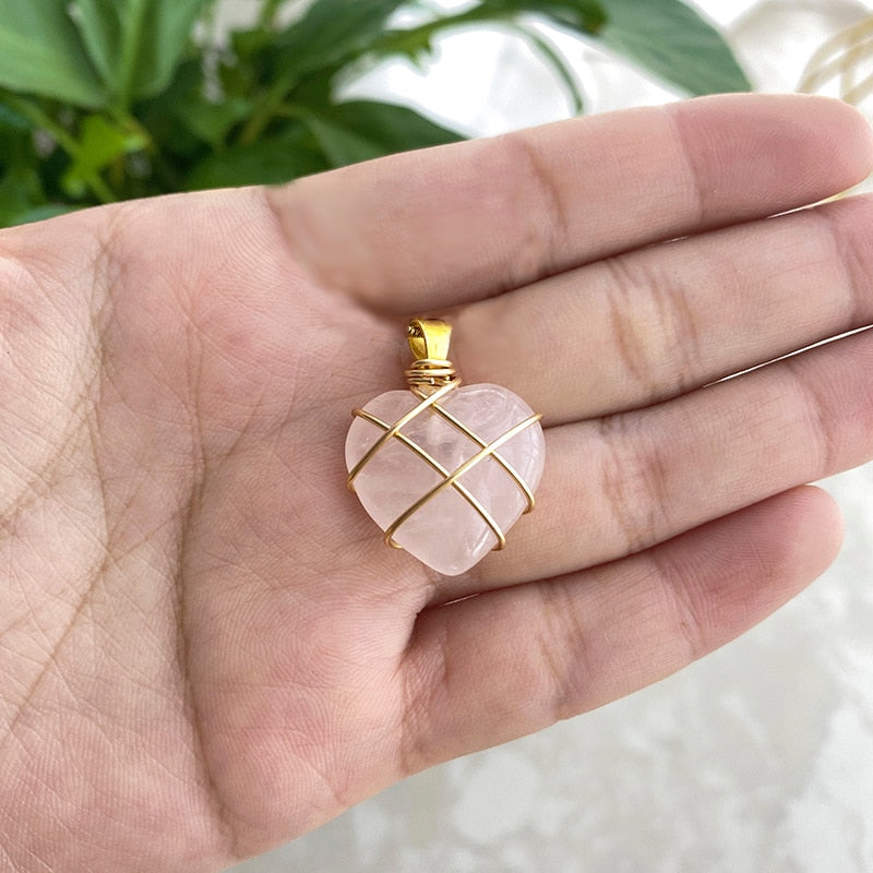 2022 Fashion Opal Heart Necklace Castle Necklace For Woman Girls Rose Quartz Barbie Necklace Jewelry Accessories Gift