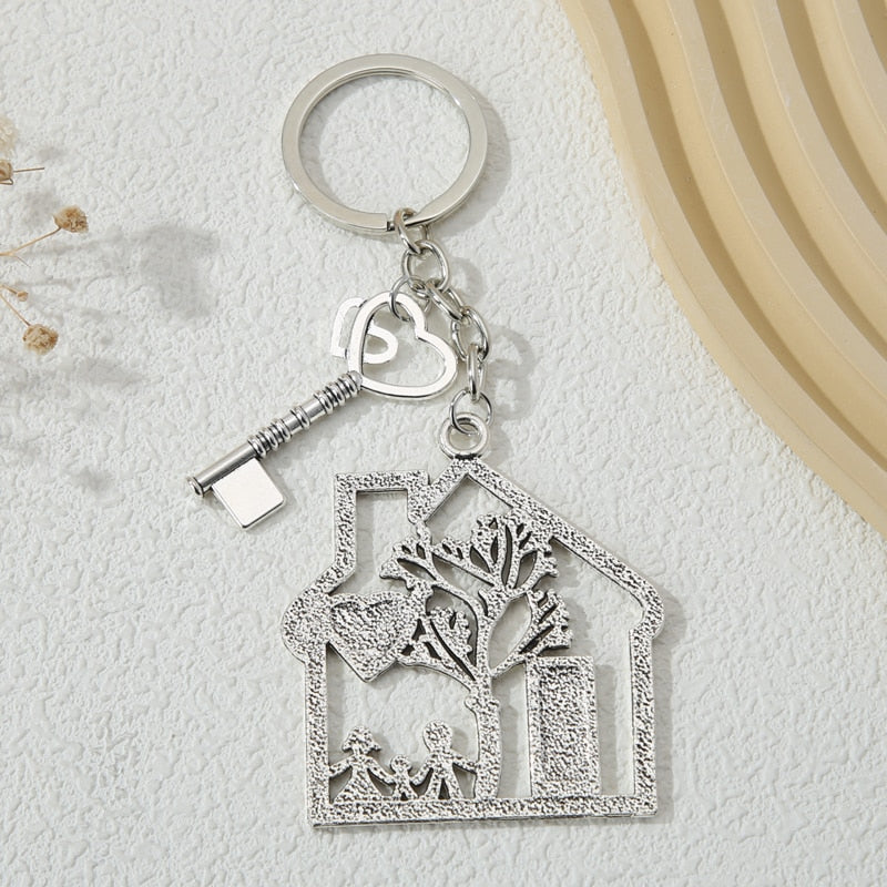 Family Keychain Dad Mom Child Love House Key Ring Kinship Key Chains For Women Men Handbag Accessorie Handmade Jewelry Gifts