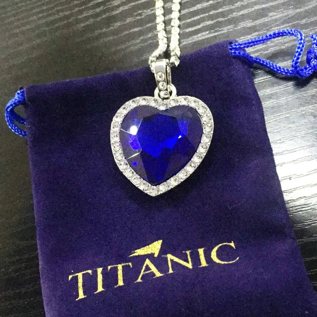 Titanic Heart of Ocean Blue Crystal Pendant Necklace, Timeless Love Amulet