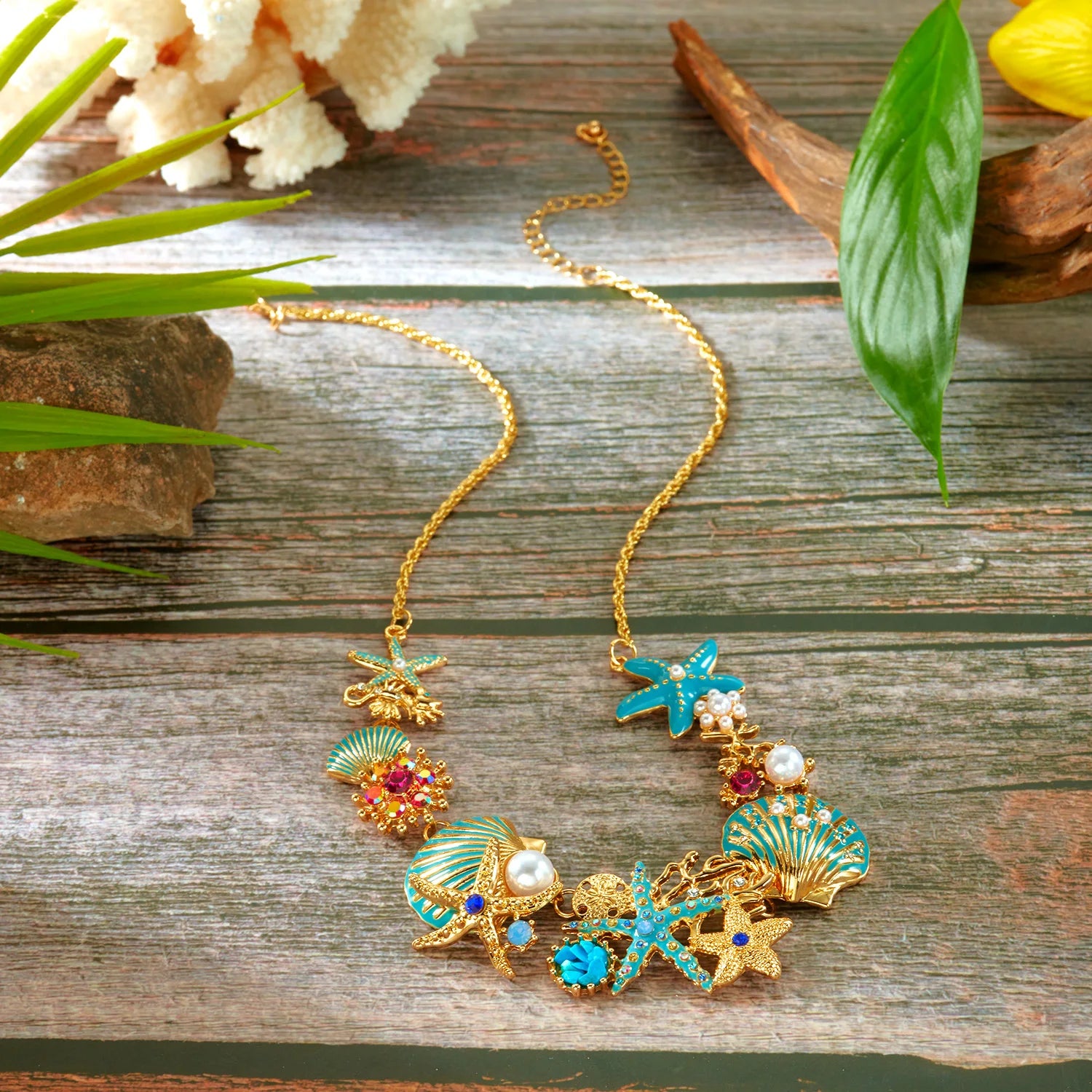 Exaggerated Coral, Starfish and Scallop Ocean Necklace, Bracelet or Earring