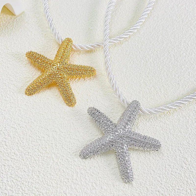 Large Gold Starfish Stud Earrings Jewelry