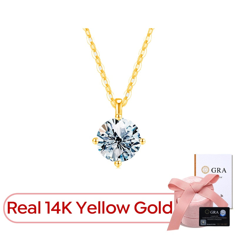 Stylever Luxury Certified Moissanite Diamond Classic Round Pendant Necklace for Women 925 Sterling Silver Chain Wedding Jewelry