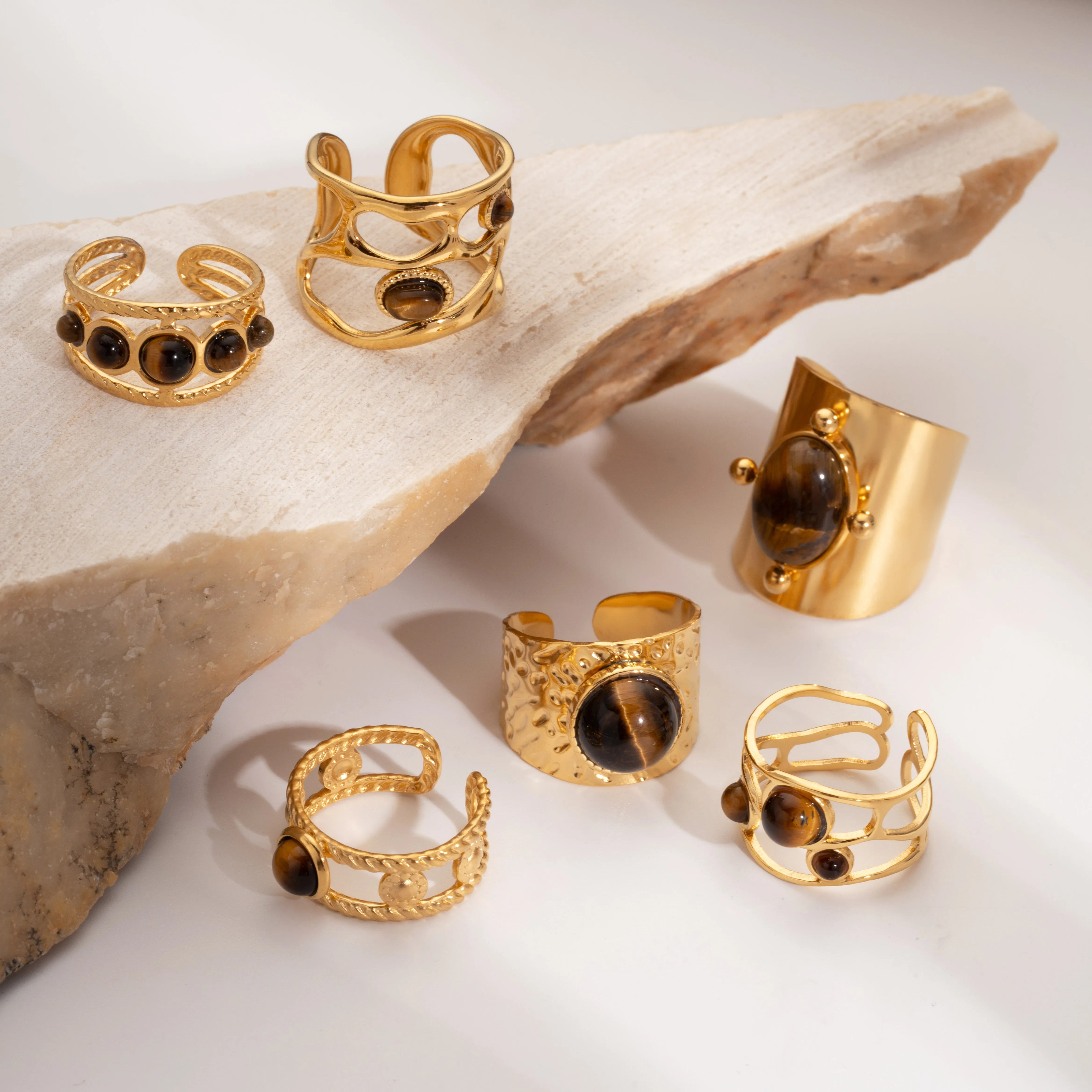 Gold Natural Stone Boho Ring