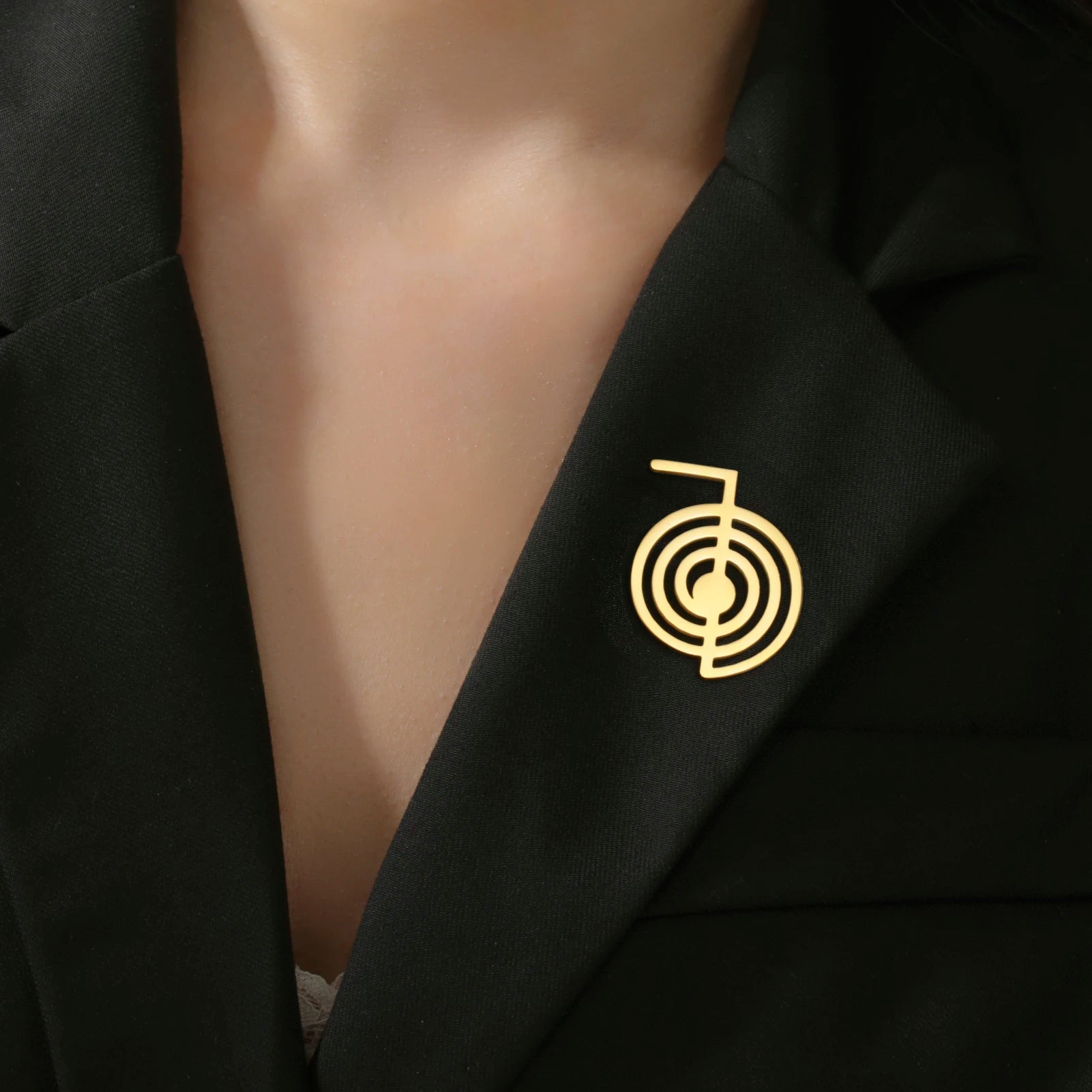 Cho Ku Rei Reiki Symbol Brooch Pin, Sacred Energy Amulet Accessory