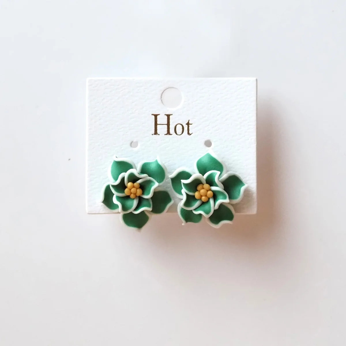 3D Clay Flower Statement Stud Earrings Jewelry
