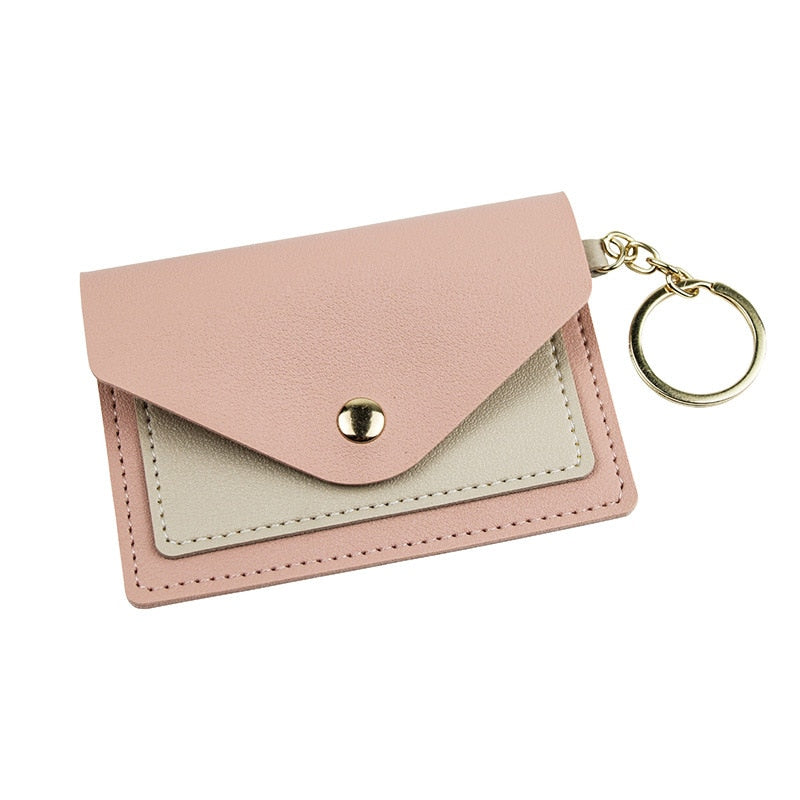 Korean Version Card Holder Cute Student Candy Color Ultra-thin Wallet Multi-card ID Holders Package Keychain Small Wallet Purse