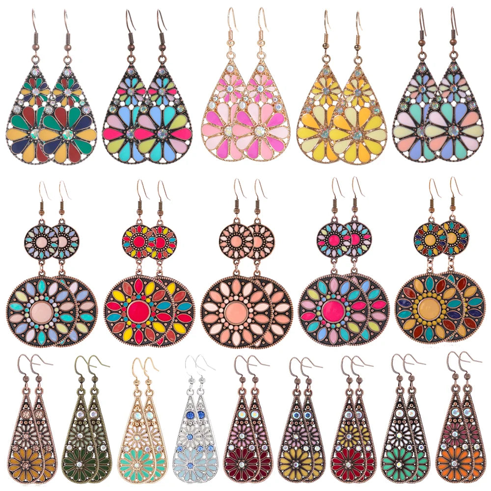 Multicolor Enamel Geometric Dangle Earrings Jewelry