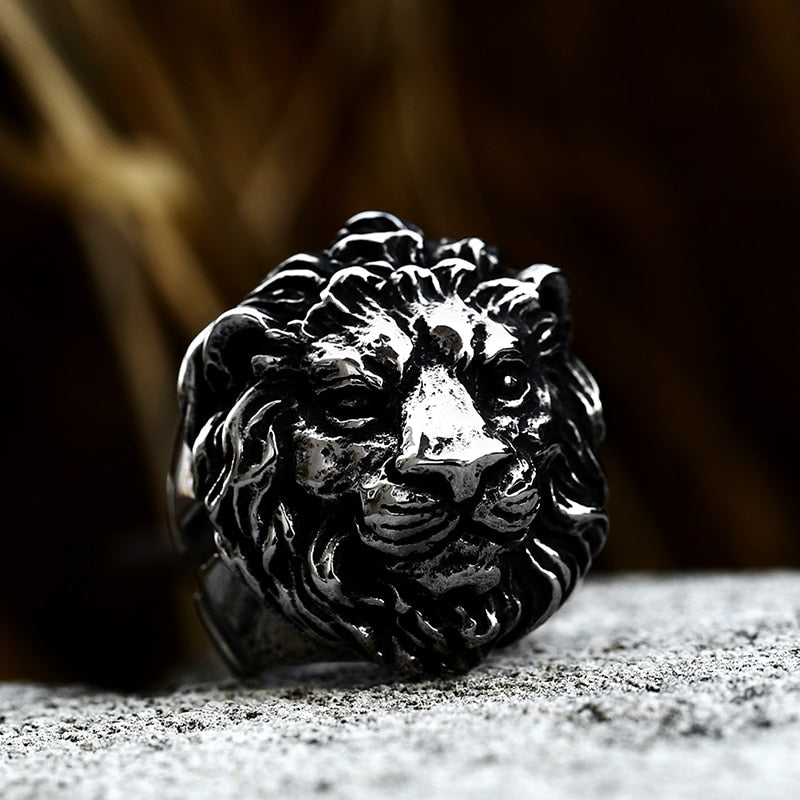 BEIER Punk Male Female Lion Heads Finger Stainles Steel Animal Rings For Men And Women Vintage Personality product BR8-676