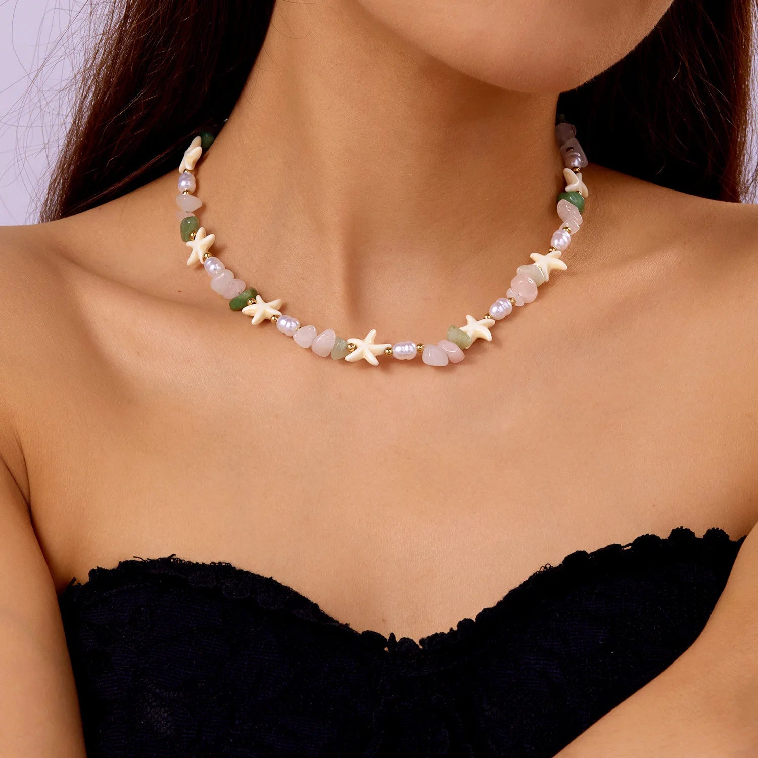 Beach Seashell and Starfish Handmade Beaded Boho Choker