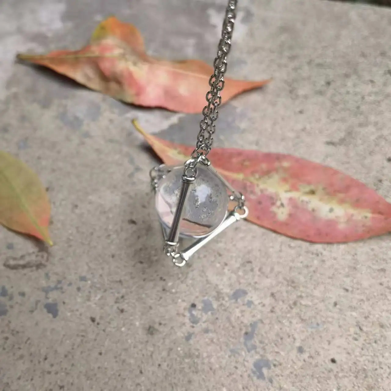 Clear Quartz Crystal Ball Long Necklace Jewelry